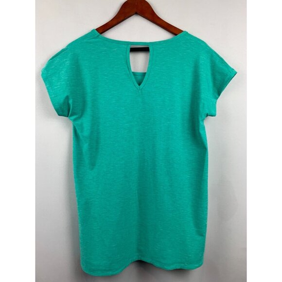Tuff Athletics Womens Turquoise Athletic Top Loose Fit Keyhole Back Moisture Wic - Picture 6 of 6